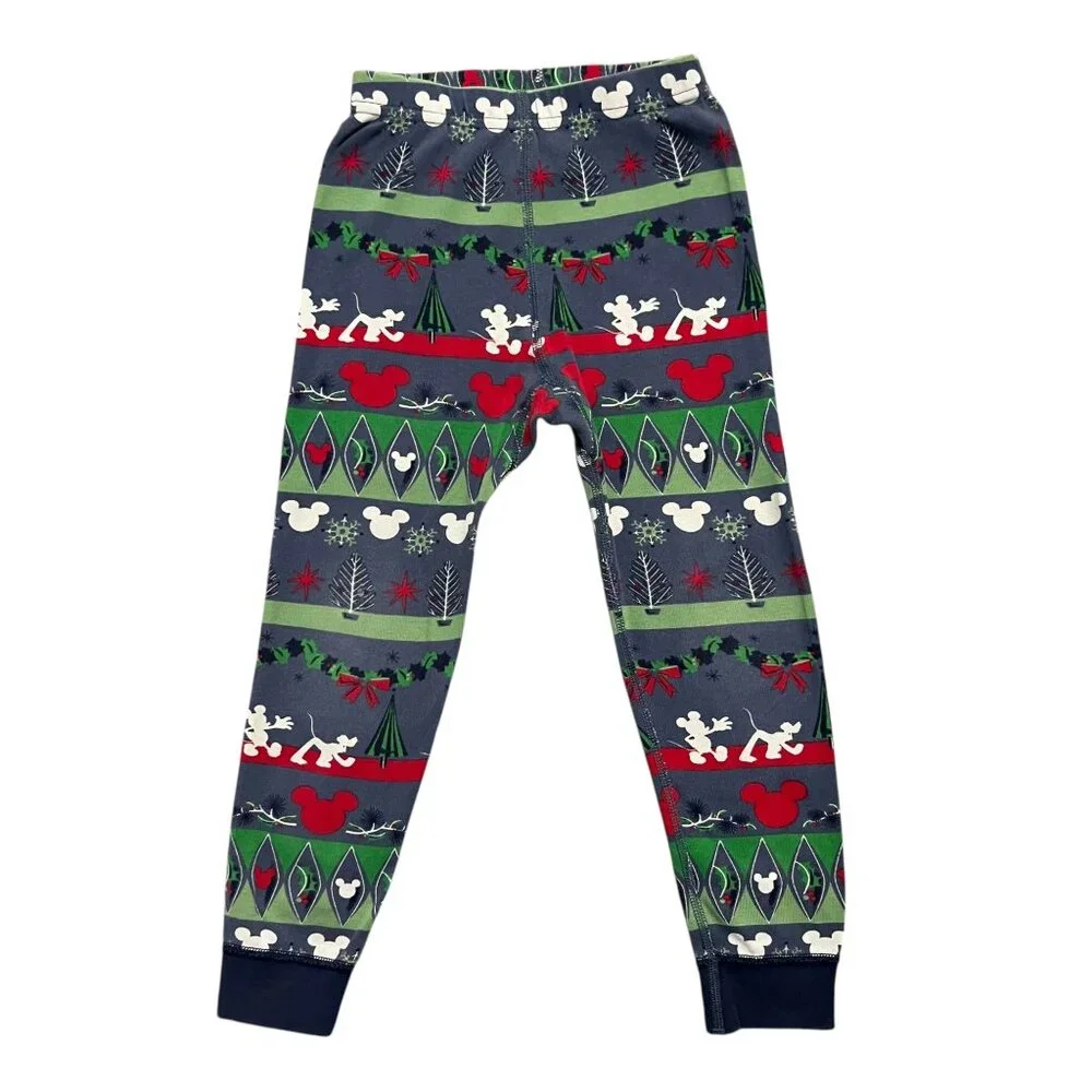 Hanna Andersson + Disney Sz 100 (4Y) Mickey Mouse Fair Isle Christmas Pajamas